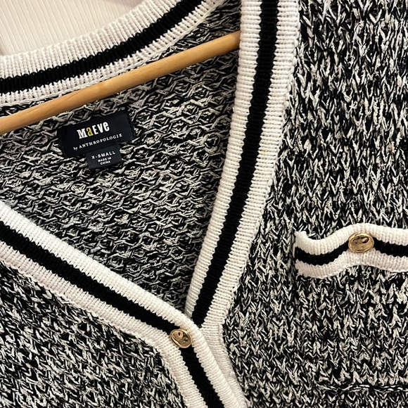 Maeve Anthropologie Tweed Boyfriend Cardigan Preppy Knit Classic Sweater Size XS - Picture 6 of 12